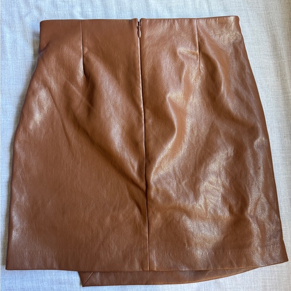 Aritzia Brown Faux Leather Midi Wrap Skirt - Picture 3 of 4